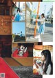 A collage of photos of a woman eating a bowl of food.